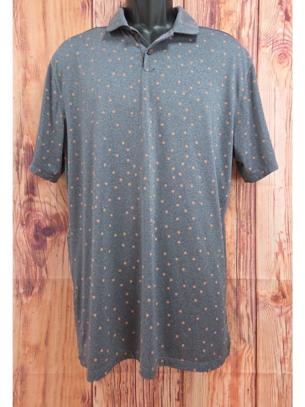 Nike Dri-Fit Standard Fit Gray Floral Print Polo Medium